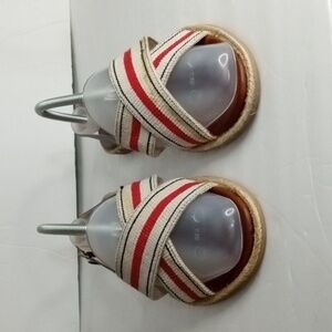 Modcloth Monte Carlo Cross Strap Sandals  size 11 Red/Beige/Black  Pre-owned